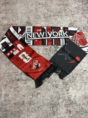 FIFA World Cup 2026 Scarf New York City Coca-Cola Soccer Fan Fringed Black Scarf